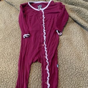 Plum ruffle coverall